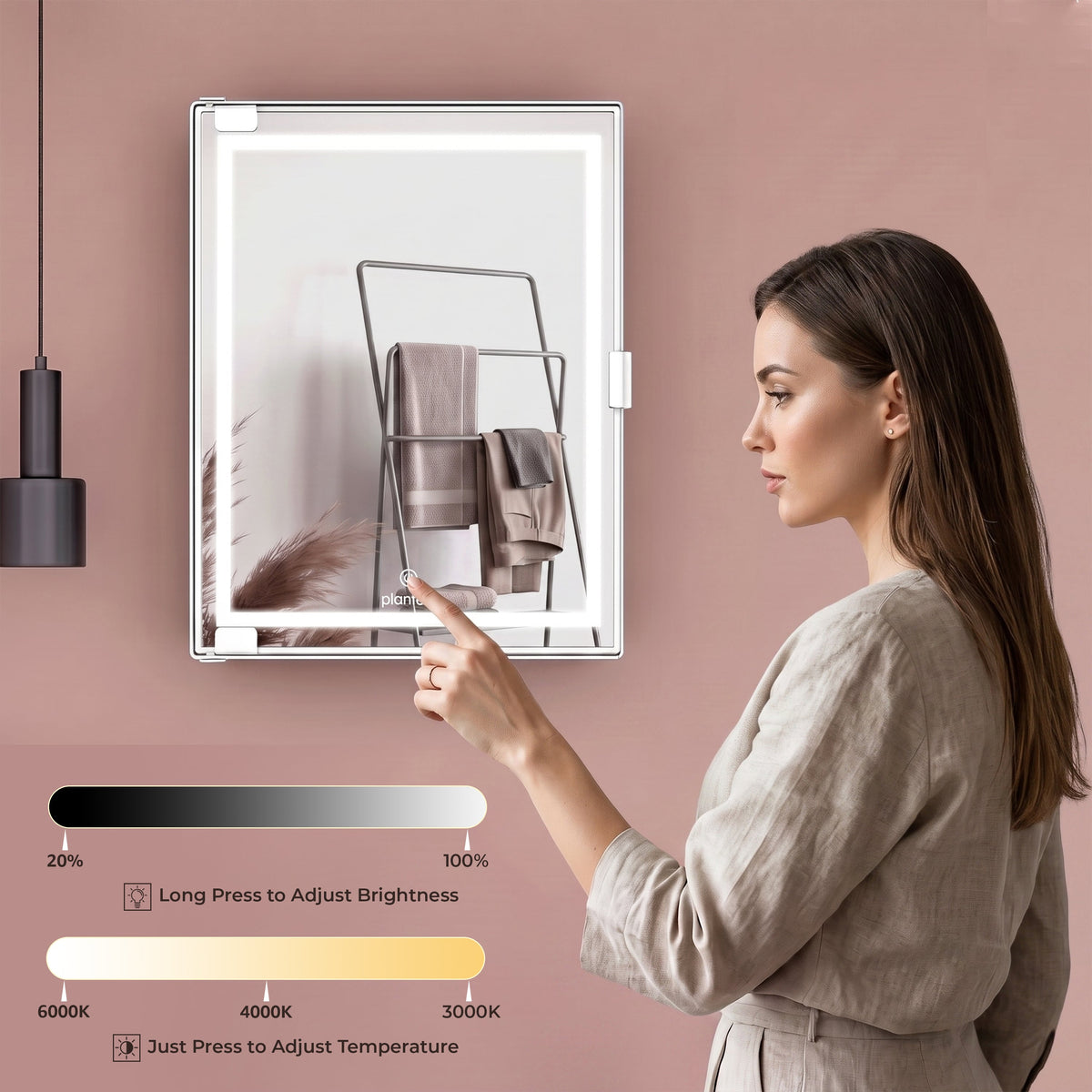 Plantex LED Mirror Cabinet for Bathroom/ABS Storage Cabinet/Mirror Cabinet for Wall/Mirror with Storage for Bathroom - 18x14 Inch (CAB-118, White)-5