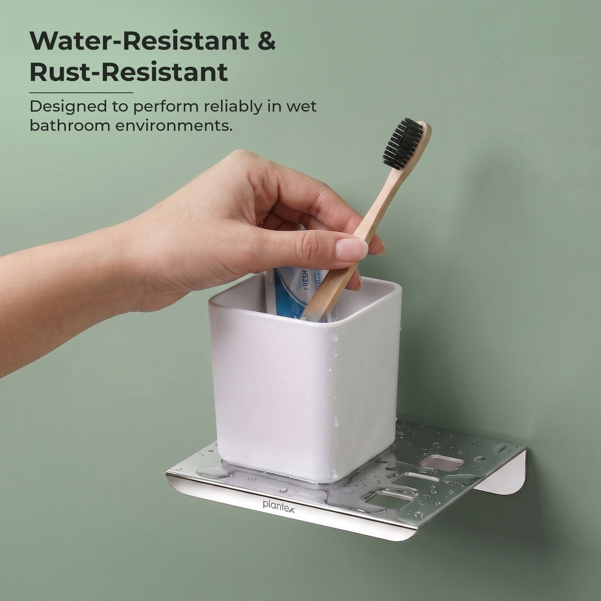 Plantex Stainless Steel with ABS Material Tumbler Holder/Tooth Brush Holder/Organizer/Bathroom Accessories - Wall Mount-4