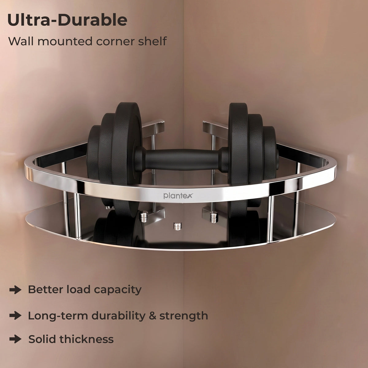 Plantex Bathroom Corner Shelf for Wall Mount/304 Grade Stainless Steel Corner Shelf for Bathroom with Railings/Bathroom Accessories - Pack of 2 (9x9 inches, Chrome)-4