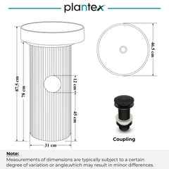 Plantex Acrylic Resin & Qaurtz Pedestal Basin for Bathroom/One Piece Pedestal Free Standing Round Wash Basin for living Room/Hotel (Black & White)-2
