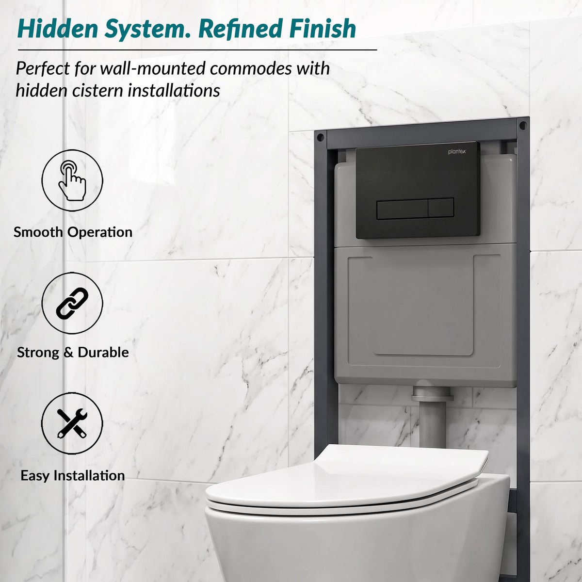 Plantex Flush Plate/Dual Flush Plate for Toilet/Mechanical Dual-Flush Plate/Water-Saving Technology Pack of 1 (4519, Black)-5