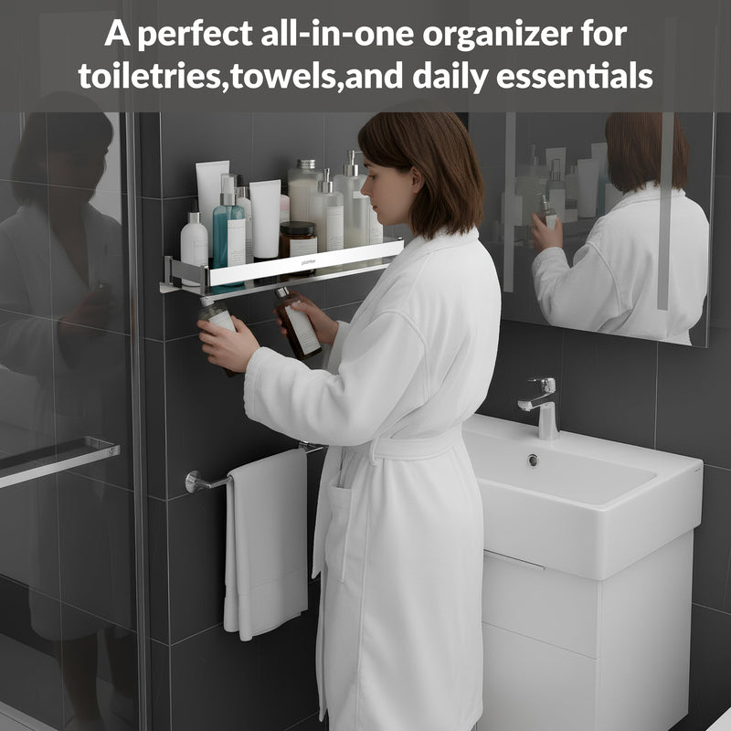 Plantex Stainless Steel Bathroom Shelf Rack/Bathroom Organizer/Wall Shelf for Bathroom Accessories Set/Kitchen Stand/Kitchen Shelves & Racks-(Chrome 18x5 Inches)-5