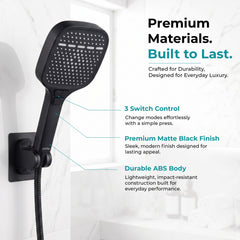 Plantex Hand Shower for Bath/3 Mode Multifunctional Shower/5-Inch ABS Plastic Silicone Handheld Shower/Easy Mode Switching (Black, APS-609)-6