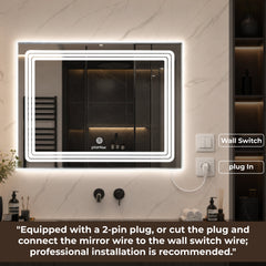 Plantex Glass LED Mirror for Bedroom/Wall with 3 Lighting Option/Smart Mirror for Living Room/Bedroom/Dressing Room - Rectangle Shape (18 X 24 Inch)-3