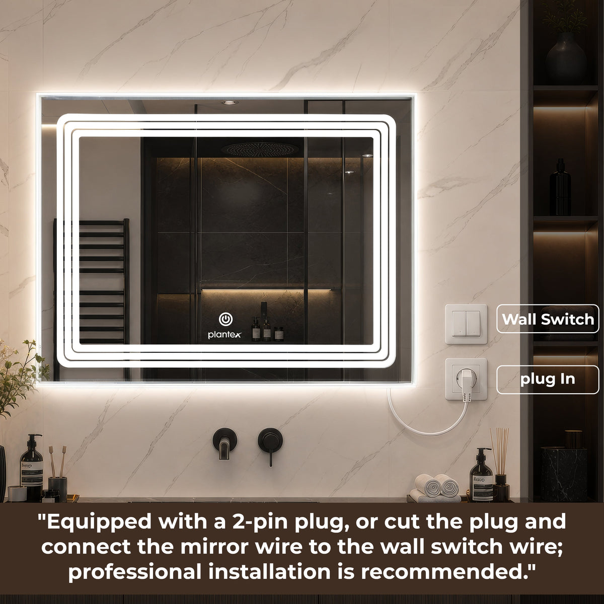 Plantex Glass LED Mirror for Bedroom/Wall with 3 Lighting Option/Smart Mirror for Living Room/Bedroom/Dressing Room - Rectangle Shape (18 X 24 Inch)-3