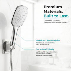 Plantex ABS Hand Shower for Bath/Self Cleaning Hand Shower/Rectangle Shower Head for Home & Hotel/Handheld Shower Without Hose Pipe - (Chrome, H326)-4