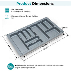 Plantex Kitchen Drawer Cutlery Tray Organizer/Multipurpose Organizer for Cutlery/Spoons/Spatulas/Cosmetics & Stationery/Fits Modular Kitchen Cabinets (32.5 x 18.5 Inches, Grey)-2