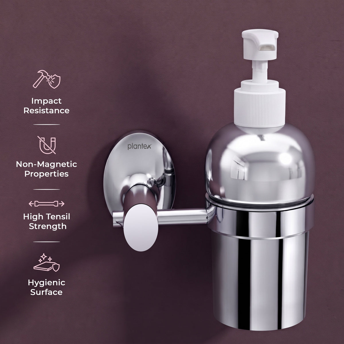 Plantex 304 Grade Stainless Steel Silver Wash Basin Handwash Holder/Wall Mounted Dispenser/Bathroom Accessories - Oreva (Chrome)-5