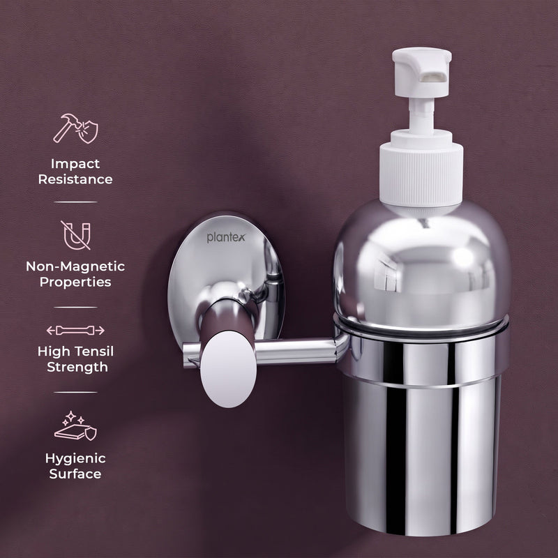 Plantex 304 Grade Stainless Steel Silver Wash Basin Handwash Holder/Wall Mounted Dispenser/Bathroom Accessories - Oreva (Chrome)-5
