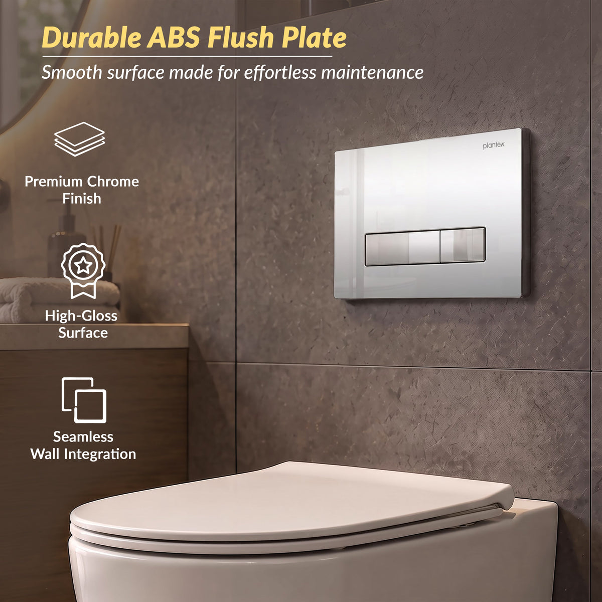 Plantex Push-Plate/Flush Plate for Toilet/Mechanical Dual-Flush Plate/Water Saving Technology - Pack of 1 (4519, Chrome)-5