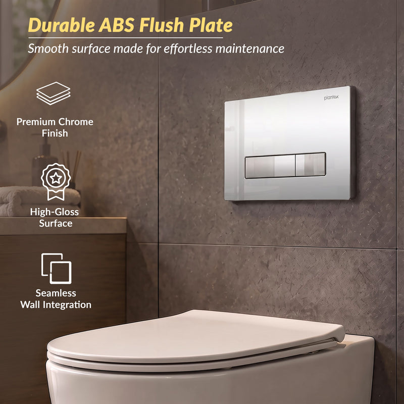 Plantex Push-Plate/Flush Plate for Toilet/Mechanical Dual-Flush Plate/Water Saving Technology - Pack of 1 (4519, Chrome)-5