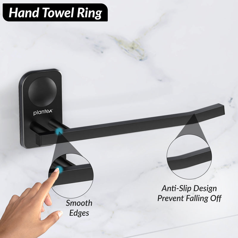 Plantex Stainless Steel Napkin Hanger for Washbasin/Napkin Holder for Bathroom/Towel Ring/Bathroom Accessories - Pack of 1 (Black)-5