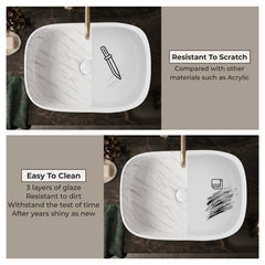 Plantex Wash Basin for Bathroom/Ceramic Table Top Washbasin/Countertop Vessel Sink Basin - (White Marble, 21.5 x 15 x 6 Inch)-6