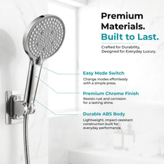 Plantex Hand Shower for Bathroom/5 Mode Multifunctional Shower/5-Inch ABS Plastic Silicone Handheld Shower Head/Easy Mode Switching (Chrome, APS-8607)-6