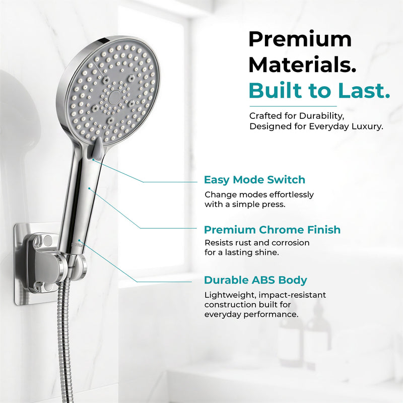Plantex Hand Shower for Bathroom/5 Mode Multifunctional Shower/5-Inch ABS Plastic Silicone Handheld Shower Head/Easy Mode Switching (Chrome, APS-8607)-6
