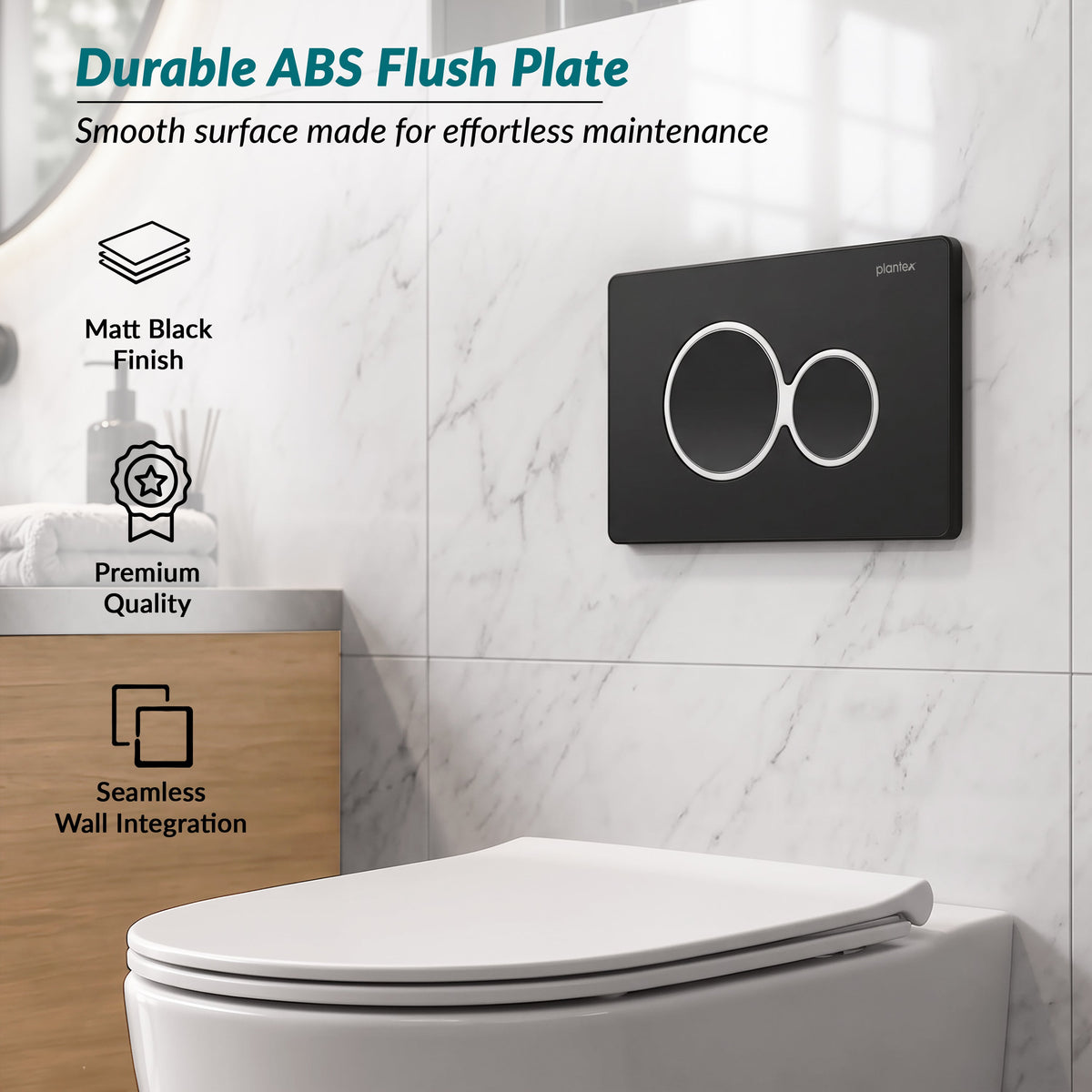 Plantex Flush -Plate/Push Plate for Toilet/Mechanical Dual-Flush Plate/Water Saving Technology - Pack of 1 (4511, Black)-6