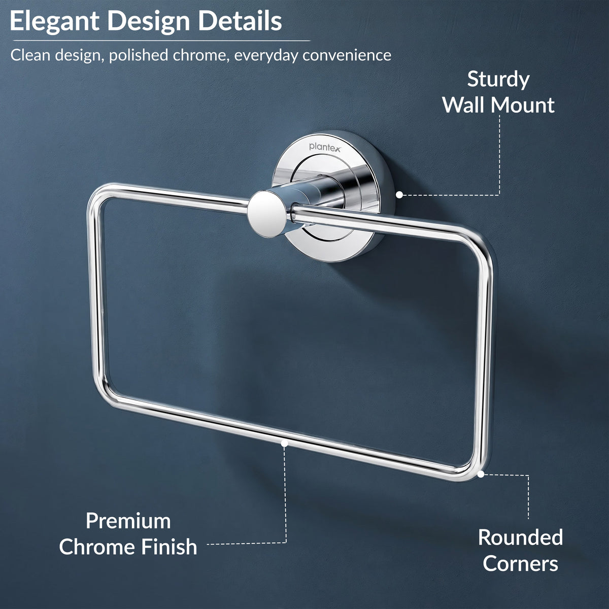 Plantex Stainless Steel Towel Ring for Bathroom/Wash Basin/Napkin-Towel Hanger/Bathroom Accessories (Chrome-Rectangular) - Pack of 2-4