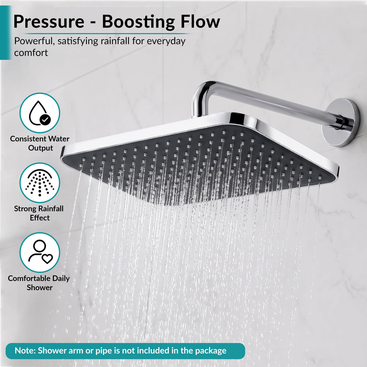 Plantex ABS Shower Head for Bathroom/13x9 inch Head for bathroom/Rain Showers Head for bathroom/Pressurized Showers Head (Chrome)-5