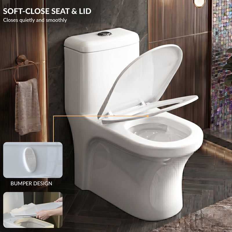 Plantex Siphonic Flush System Ceramic Commode/S Trap Western Toilet with Siphonic Vacuum Flush/One Piece Western Commode With Soft Close Toilet Seat (White - Ukrain)-3