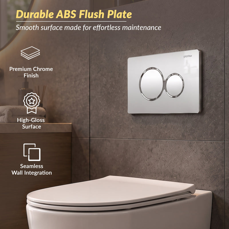 Plantex Flush Plate/Dual Flush Plate for Toilet/Mechanical Dual-Flush Faceplate/Water-Saving Technology Pack of 1 (Chrome)-5