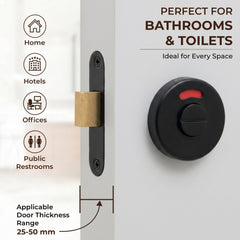 Plantex Bathroom Indicator with Lock/Stainless Steel Red and Green Indicator Keyless Door Lock/Round Toilet Partition Door Lock - Pack of 1 (Black)-6