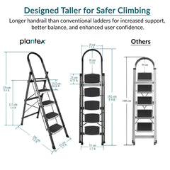 Plantex Steel 5 Step Ladder for Home/Wide Anti Skid 5 Step Ladder Foldable/5 Year Manufacturer Warranty By Plantex (Gray)-2