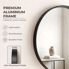 Plantex Aluminium Frame Mirror for Wall/Round Wall Mount Mirror for Bedroom/Dressing Room/Living Room/Entryway - (Dia- 20in - Black)-3