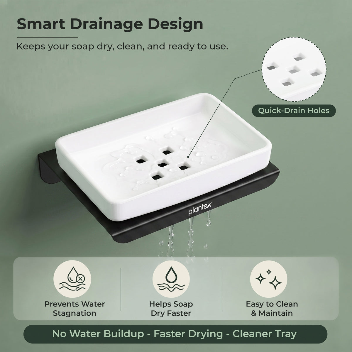 Plantex Stainless Steel with ABS Material Soap Holder for Bathroom/Wall Mounted Soap Holder/Bathroom Accessories - (Matt Black)-5