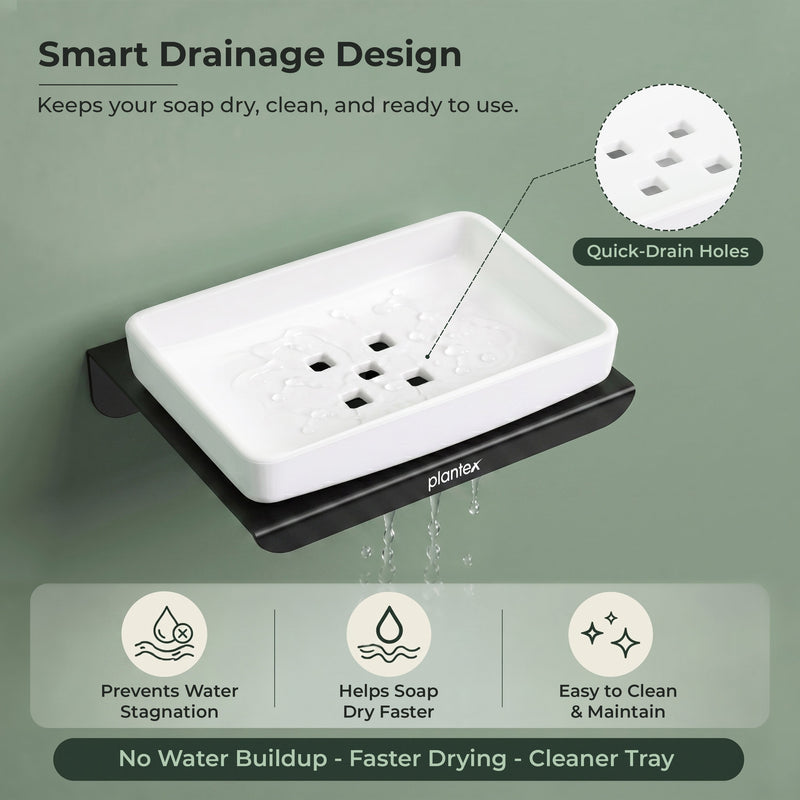 Plantex Stainless Steel with ABS Material Soap Holder for Bathroom/Wall Mounted Soap Holder/Bathroom Accessories - (Matt Black)-5
