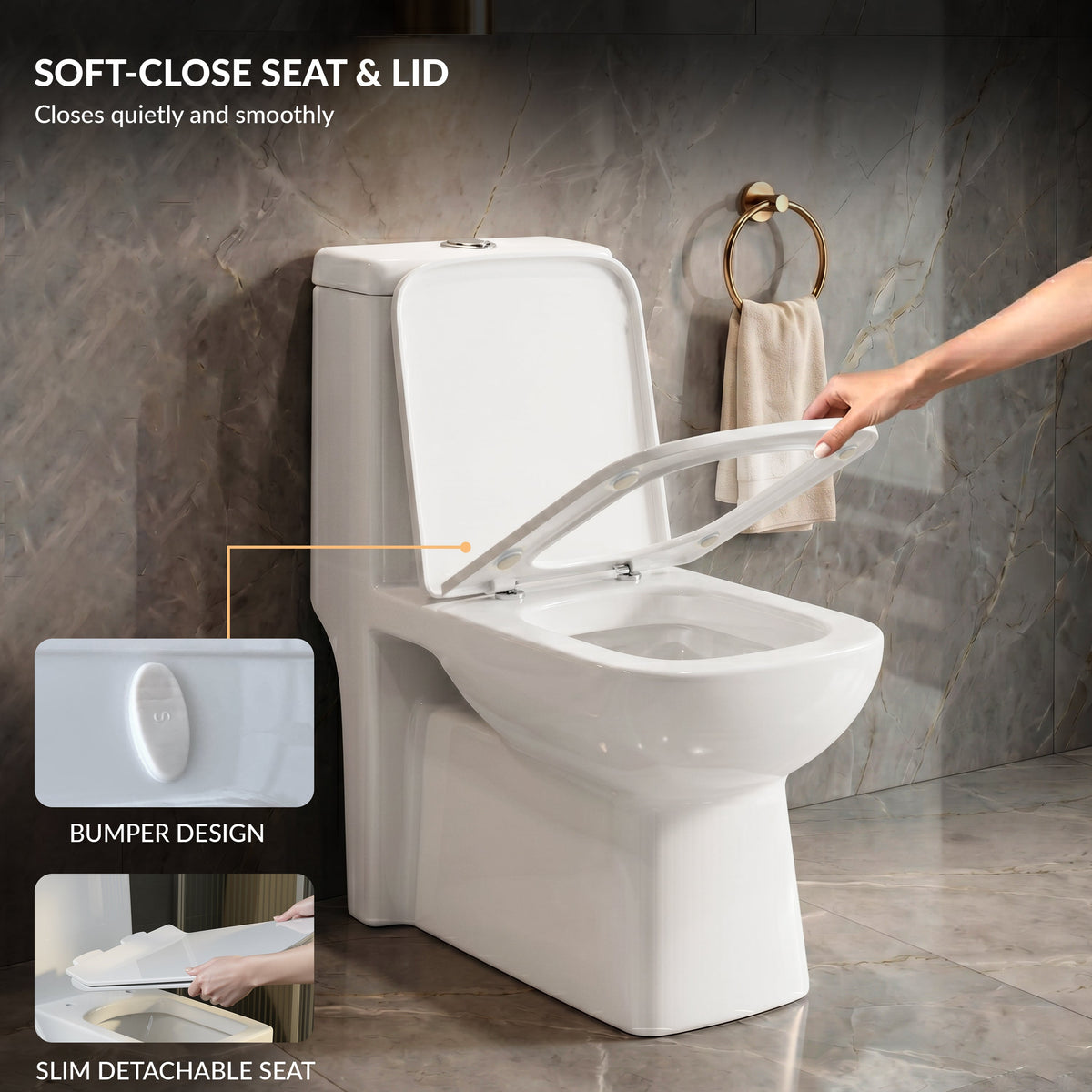 Plantex Platinum Ceramic Commode Toilet/S Trap One Piece Western Toilet/Rim Washdown Flush Commode with Soft Close Toilet Seat Cover (White, Ultra)-5