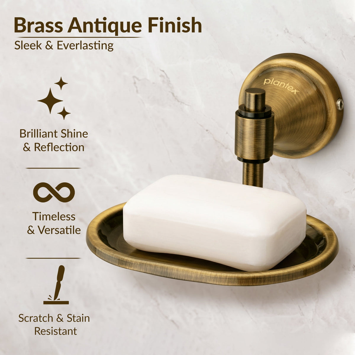 Plantex 304 Grade Stainless Steel Soap Holder Stand for Bathroom and Wash Basin Bathroom Accessories - Niko (Antique)-5