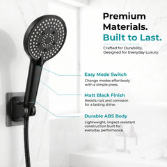 Plantex Hand Shower for Bathroom/5 Mode Multifunctional Shower/5-Inch ABS Plastic Silicone Handheld Shower Head/Easy Mode Switching (Black, APS-8607)-4