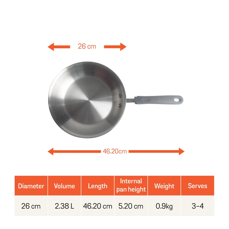 Meyer Trivantage Stainless Steel Triply Cookware Open Frypan, 26cm