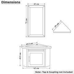 Plantex Vanity Set for Bathroom/Wall Mount Vanity Cabinet with Washbasin and Mirror/Corner Washbasin with Unbrackable Cabinet Full Set/Bathroom Accessories - (461, Brown)-2