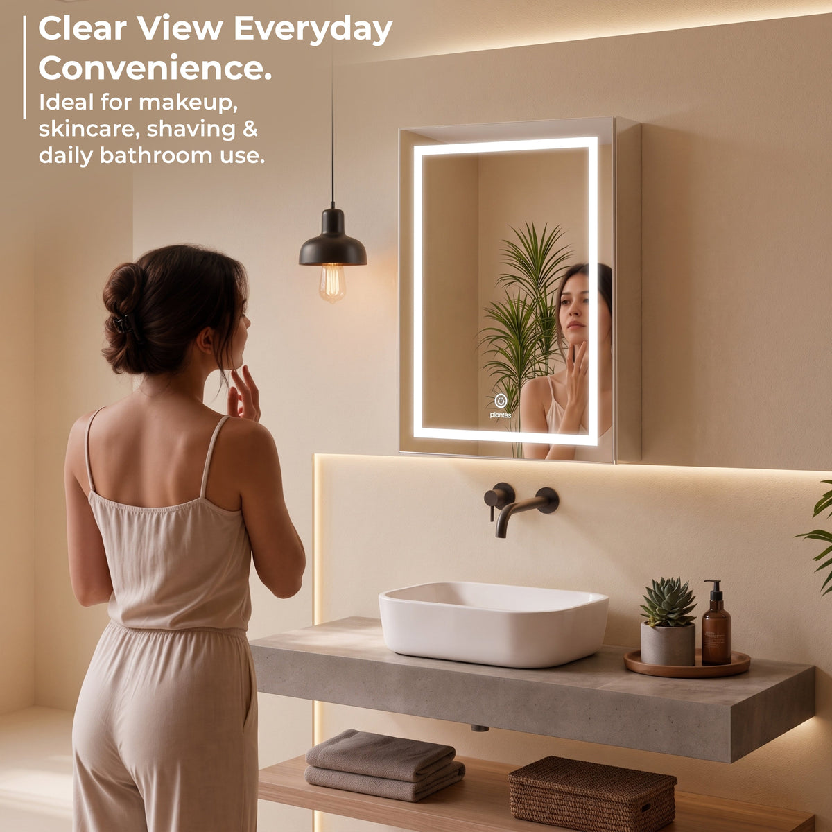 Plantex 304 Stainless Steel Bathroom Cabinet with Mirror/Cabinet Storage/LED Mirror Cabinet for Bathroom Wall/Bathroom Organiser Cabinet (14x20 Inch/Chrome)-6