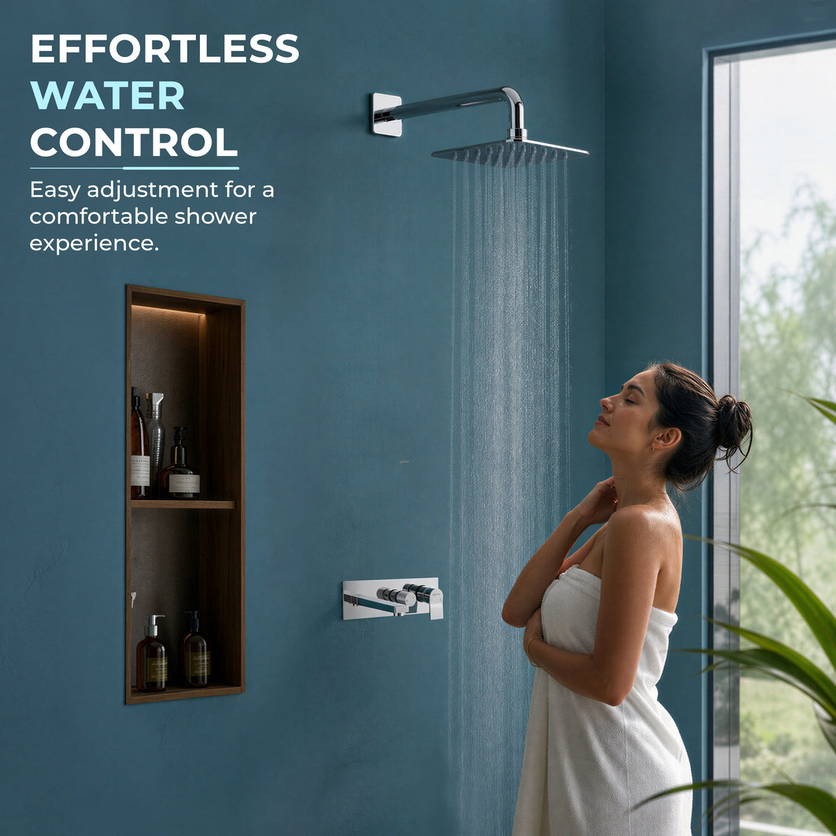 Plantex Pure Brass Concealed Wall Mixer with Spout and Exposed Part Kit/Wall Mixer for Bathroom with Thermostatic Spindle Hot and Cold/7 Year Manufacturer's Warranty- Chrome(APS-1539)-6