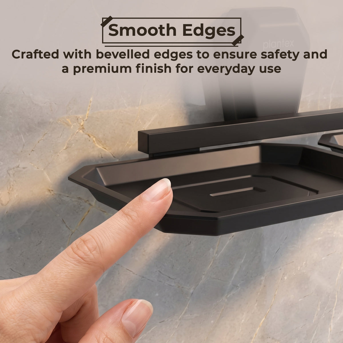 Plantex Double Soap Dish for Bathroom/304 Grade Stainless Steel Dual Soap Holder/Soap Case/Soap Stand/Bathroom Accessories - Pack of 1 (PMB-2408, Z-Black)-6