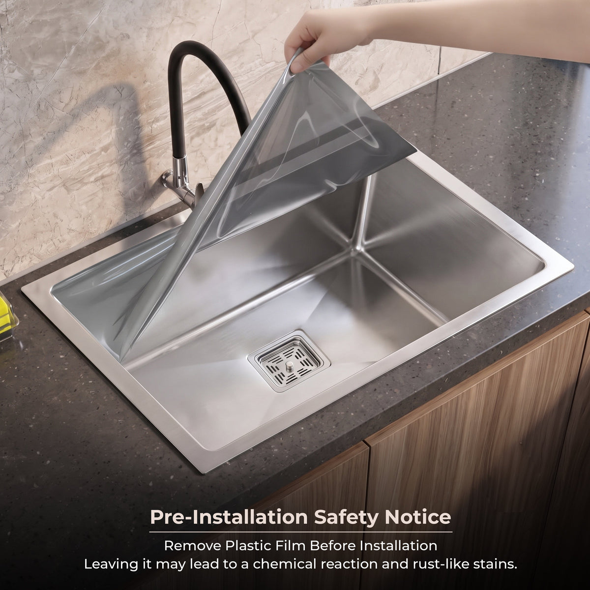 Plantex Premium Stainless Steel Kitchen Sink/Heavy-Duty Sink for Kitchen with 25 Years Warranty by Plantex/Single Bowl Sink with Square Coupling, Hose Pipes and Drain Racks (Matt- 30 x 18 x 9 Inches)-4