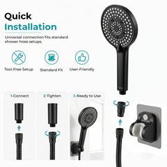 Plantex Hand Shower for Bathroom/5 Mode Multifunctional Shower/5-Inch ABS Plastic Silicone Handheld Shower Head/Easy Mode Switching (Black, APS-8607)-5