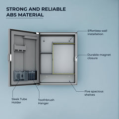 Plantex Bathroom Cabinet with Mirror/ABS Bathroom Storage Cabinet/Mirror Cabinet for Wall/Mirror with Storage for Bathroom - 18x14 Inch (CAB-117, Grey)-3