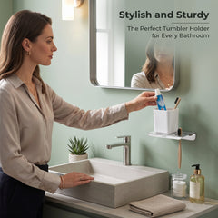 Plantex Stainless Steel with ABS Material Tumbler Holder/Tooth Brush Holder/Organizer/Bathroom Accessories - Wall Mount-5