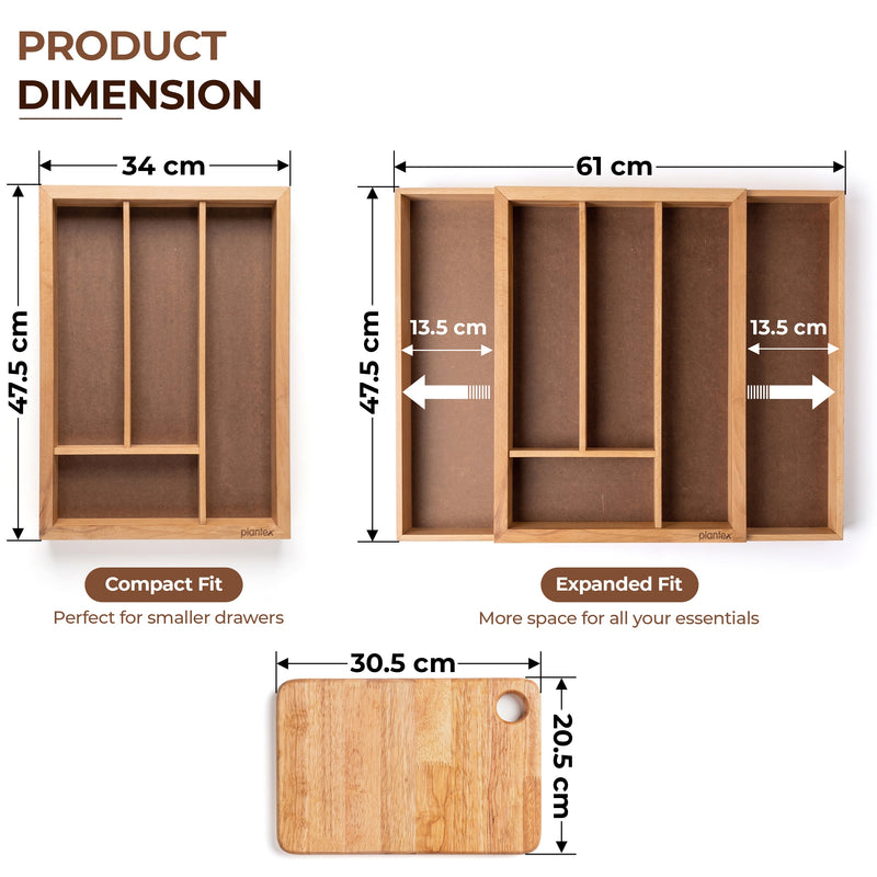 Plantex Cutlery Tray for Kitchen/Adjustable Cutlery Tray with Choping Board-2