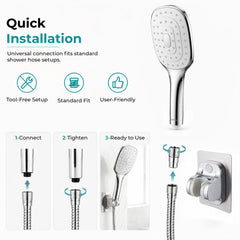Plantex ABS Hand Shower for Bath/Self Cleaning Hand Shower/Rectangle Shower Head for Home & Hotel/Handheld Shower Without Hose Pipe - (Chrome, H326)-6
