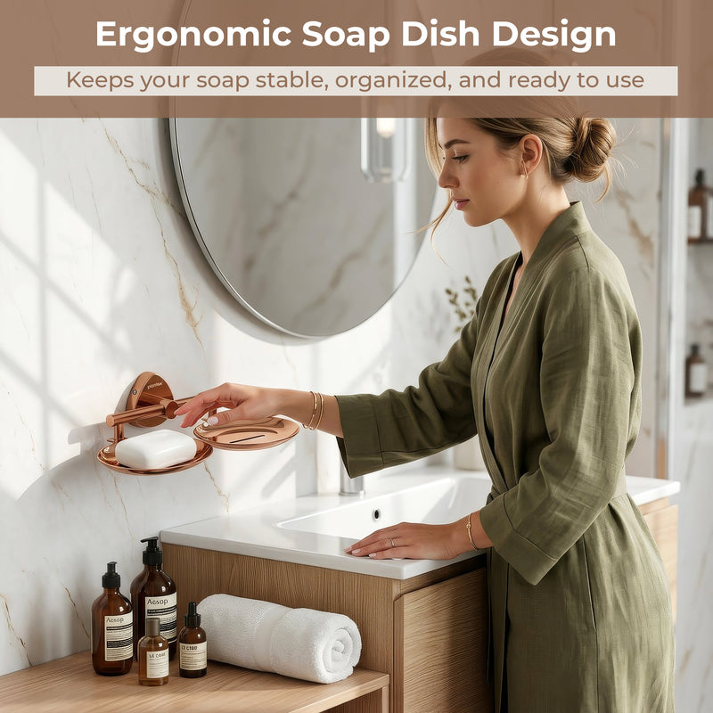 Plantex J4 Stainless Steel Double Soap Dish for Bathroom/Soap Holder for Bathroom/Wall Mounted Soap Holder/Bathroom Accessories (PVD Rose Gold Finish) Angel-6