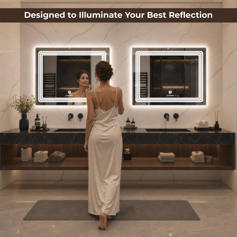 Plantex Glass LED Mirror for Bedroom/Wall with 3 Lighting Option/Smart Mirror for Living Room/Bedroom/Dressing Room - Rectangle Shape (18 X 24 Inch)-5