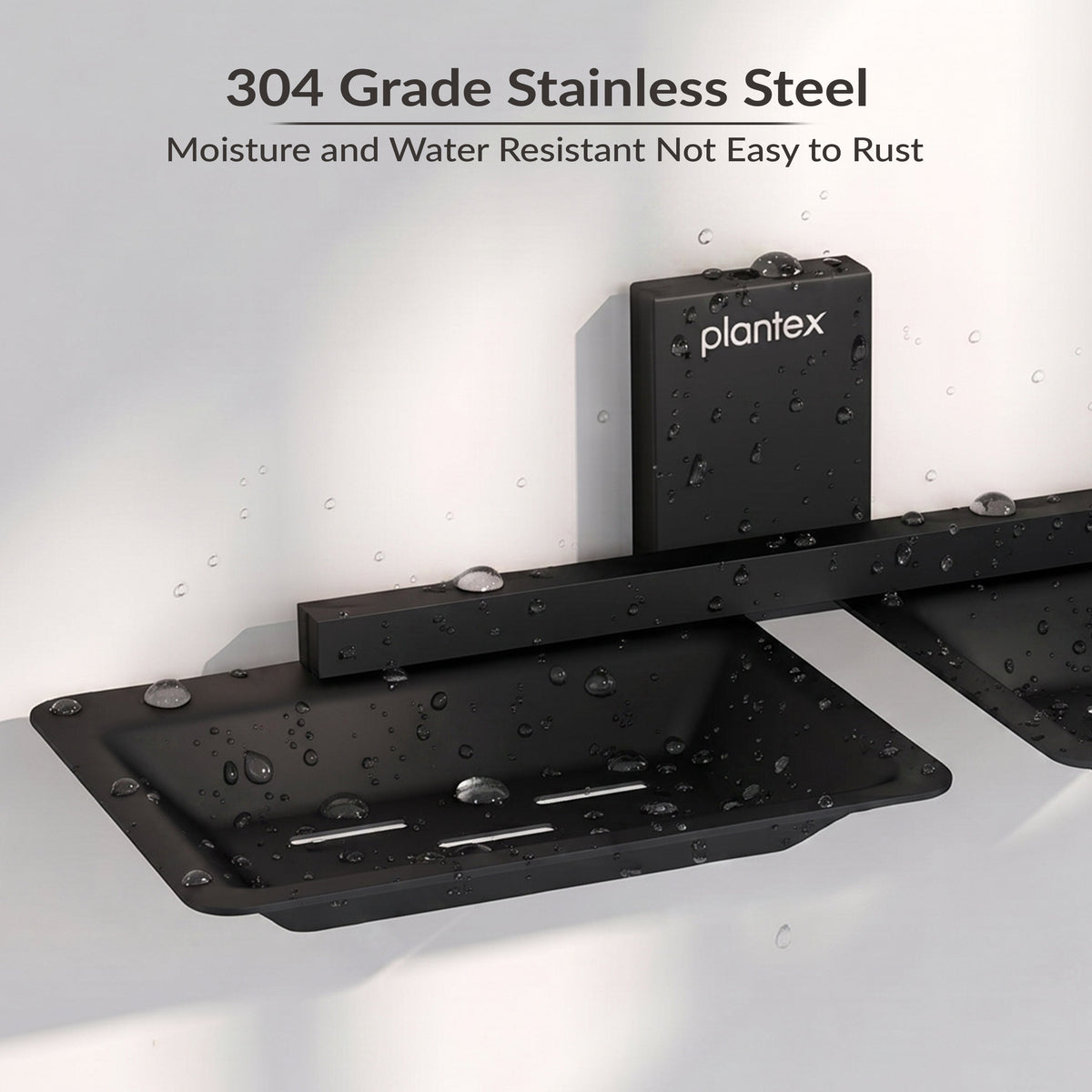 Plantex 304 Grade Stainless Steel Double Soap Stand/Dual Soap Dish/Soap Case/Soap Storage/Wall Mounted Soap Holder/Bathroom Accessories - Crystal (Black)-6