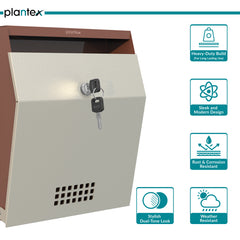 Plantex Letter Box/GI Steel Suggestion Box for Office with Key Lock/Post Box for Gate Home/Complaint Box/Wall Mounted Mail Box - (Orchid & Ivory)-6
