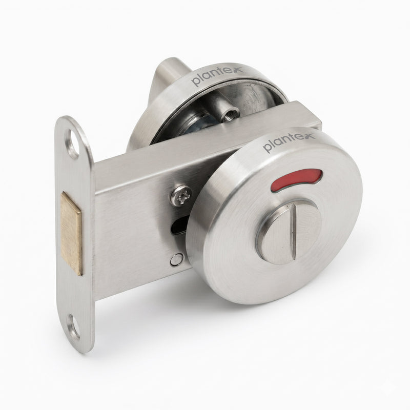 Plantex Bathroom Indicator with Lock/Stainless Steel Red and Green Indicator Keyless Door Lock/Round Toilet Partition Door Lock - Pack of 1 (Matt)-3