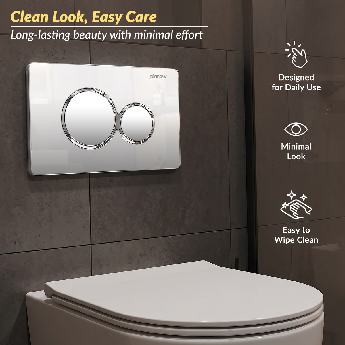 Plantex Flush Plate/Dual Flush Plate for Toilet/Mechanical Dual-Flush Faceplate/Water-Saving Technology Pack of 1 (Chrome)-6