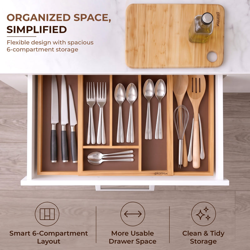 Plantex Cutlery Tray for Kitchen/Adjustable Cutlery Tray with Choping Board-6